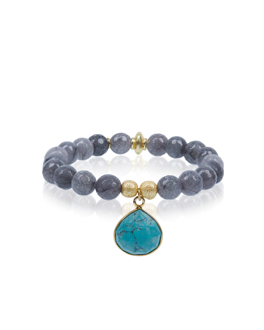 Turquoise Teardrop Charm with Grey Agate