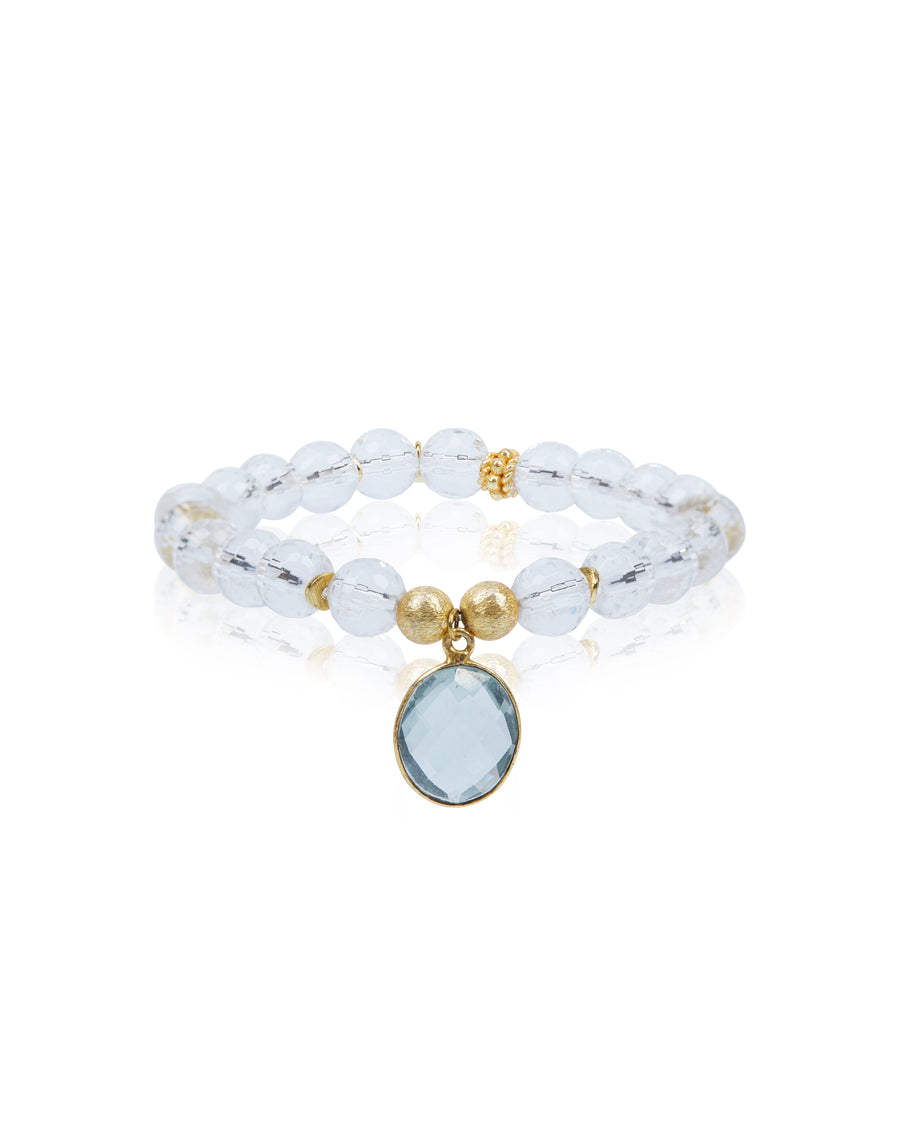 Aquamarine Tear Drop with Clear Quartz