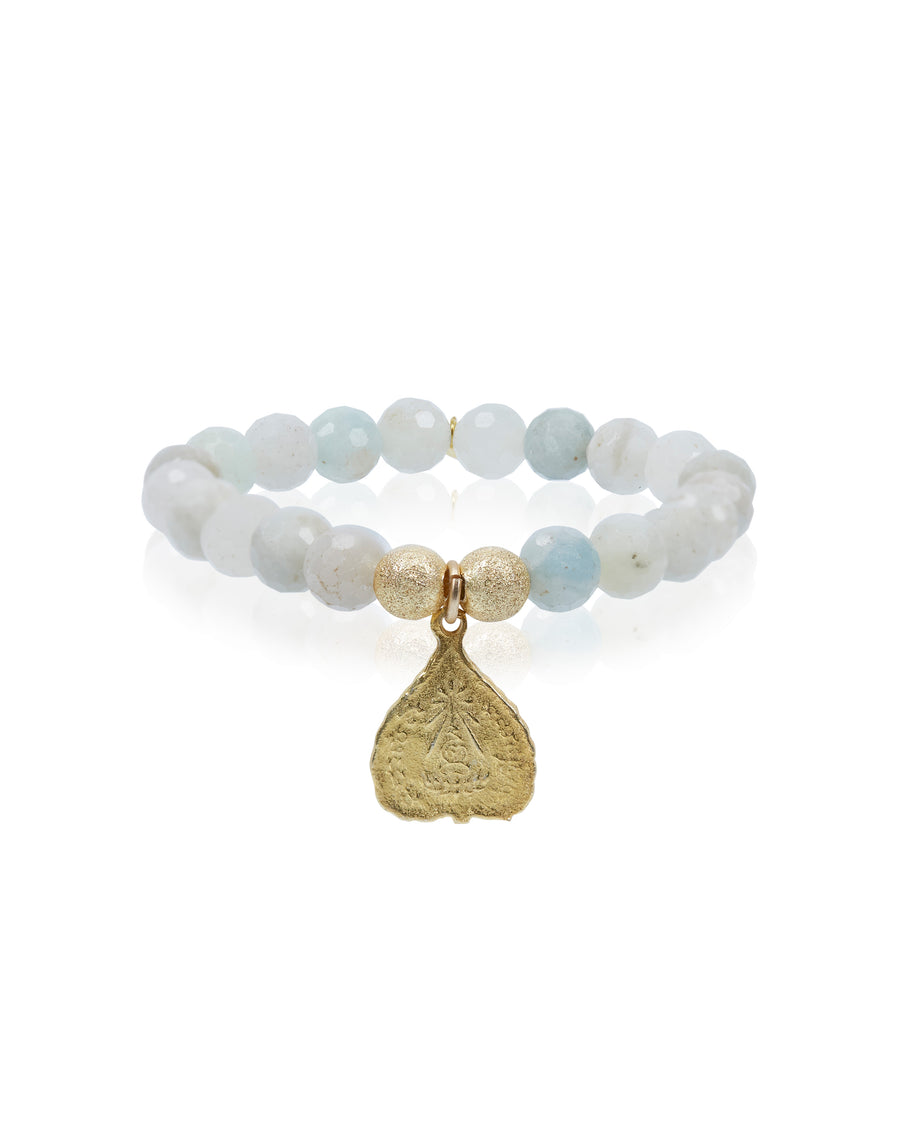 Tibetan Om Charm with Green Aquamarine