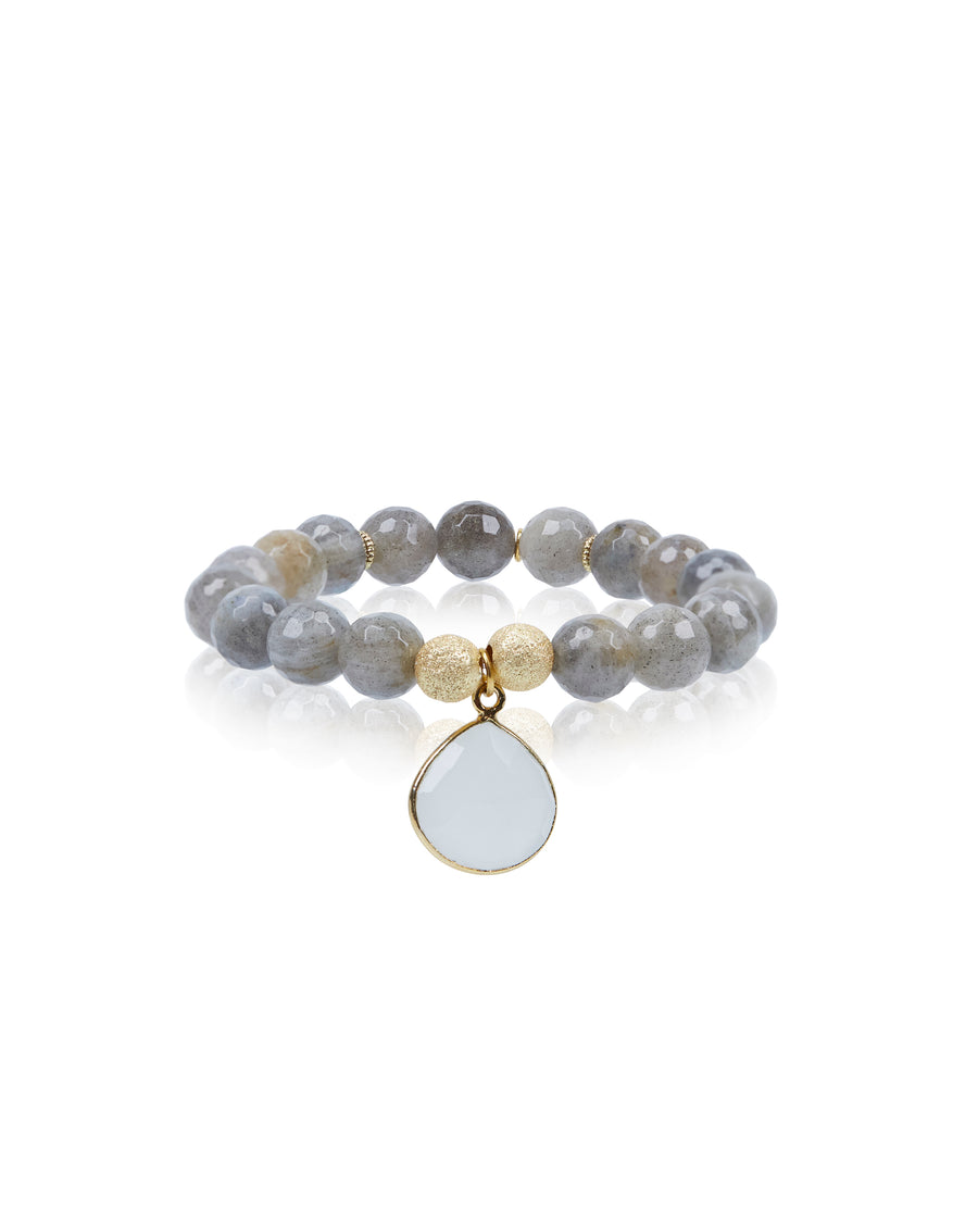 White Turquoise Teardrop Charm with Labradorite
