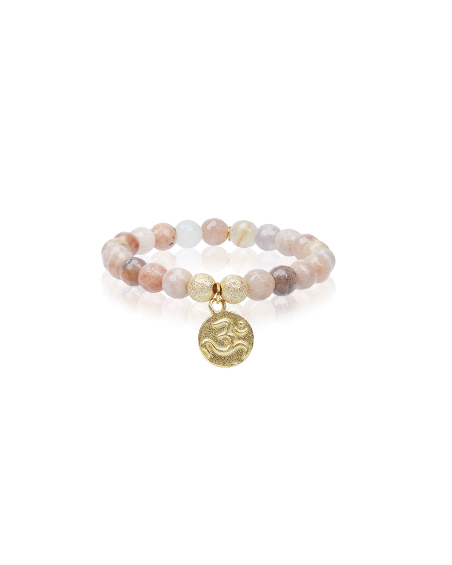 Om Charm with Mystic Peach Moonstone