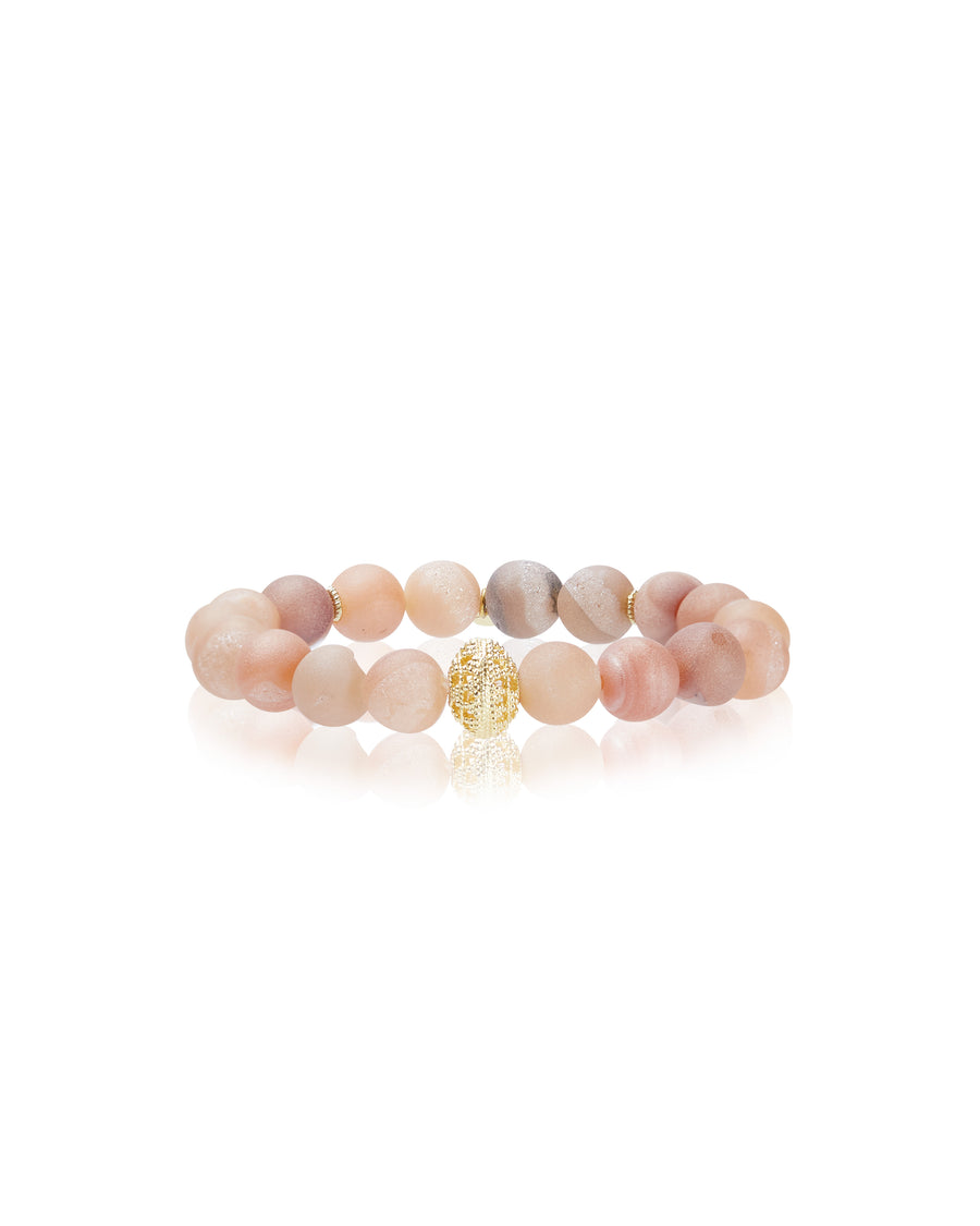 Gold Vermeil Bali Rondelle with Peach Druzy