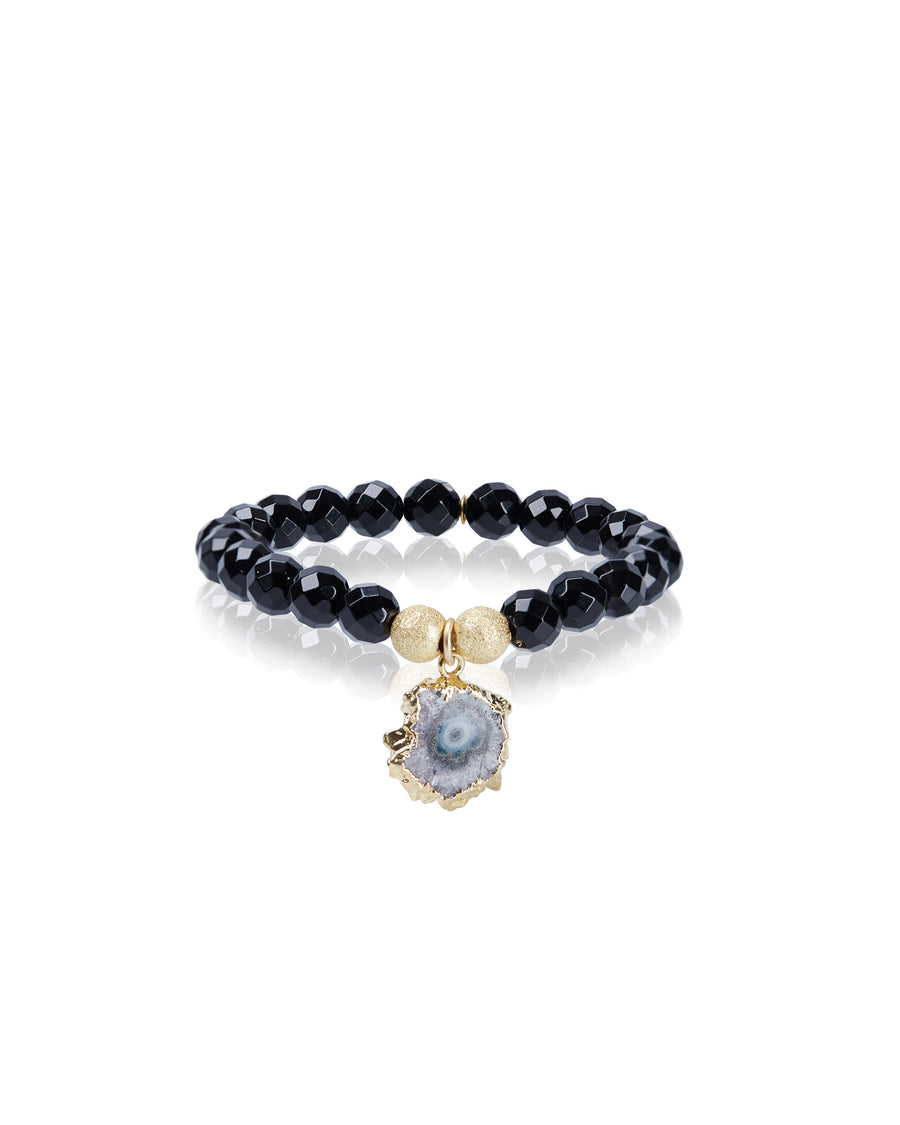Amethyst Slice Charm with Black Onyx