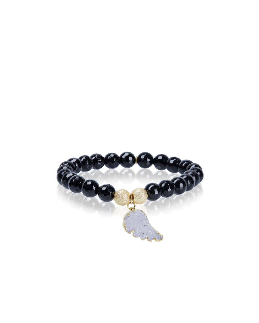 Druzy Wing Charm with Black Onyx