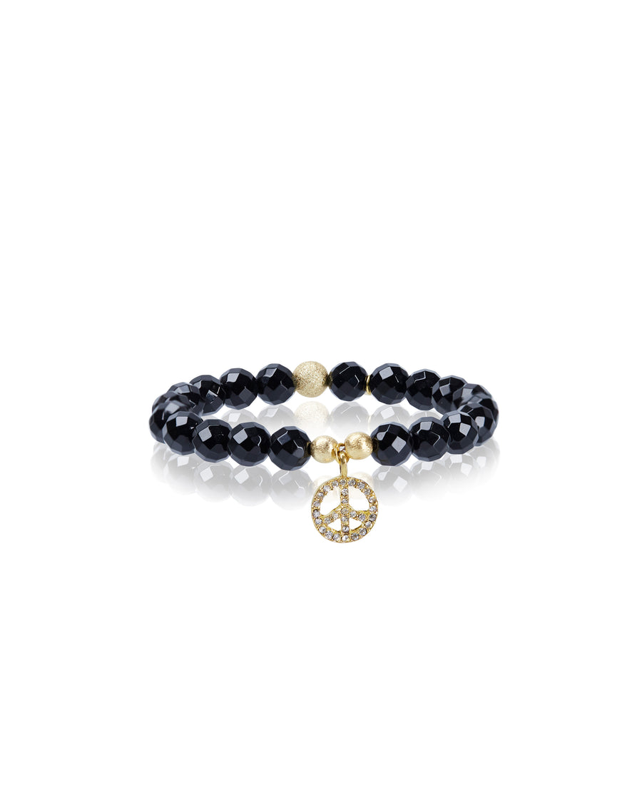 Pave Diamond Peace Sign with Black Onyx