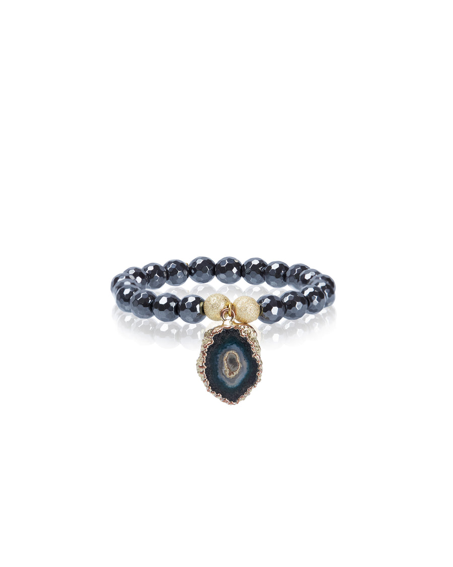 Amethyst Slice Charm with Hematite