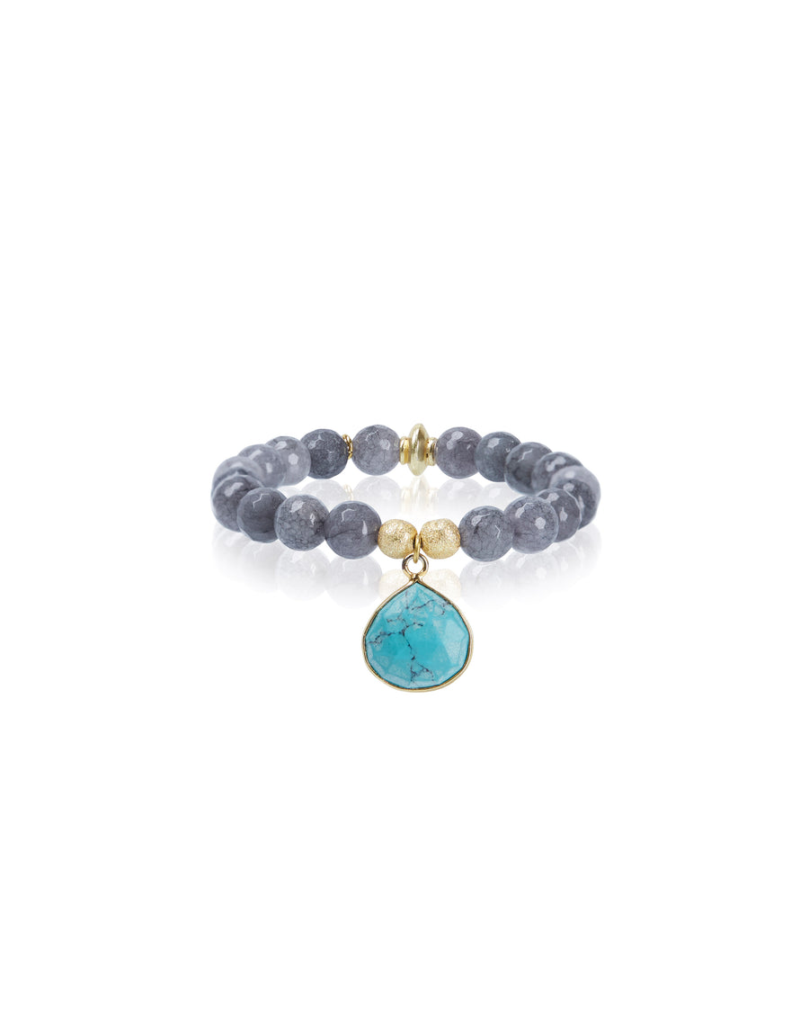 Turquoise Teardrop Charm with Grey Agate