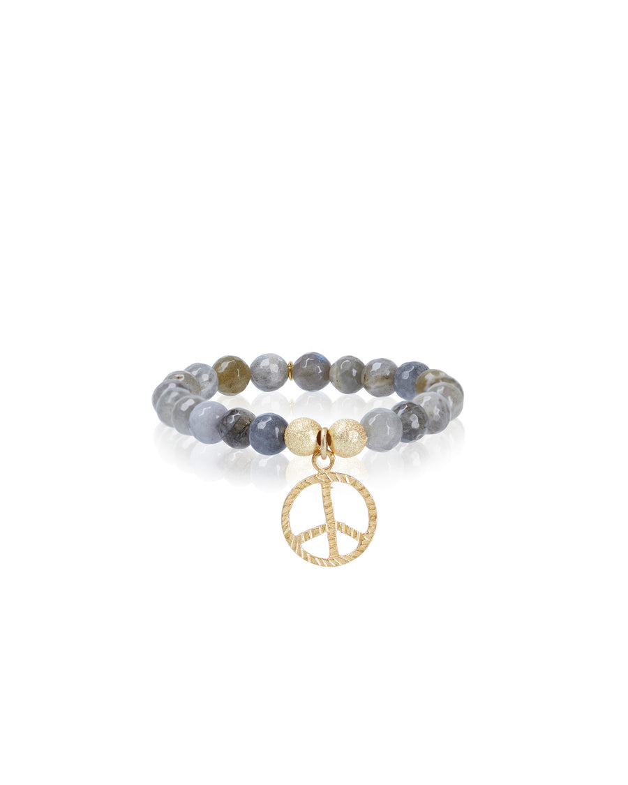 Peace Sign Charm with Labradorite