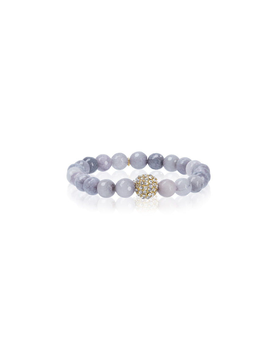 Gold Plated Pave Diamond with Grey Agate