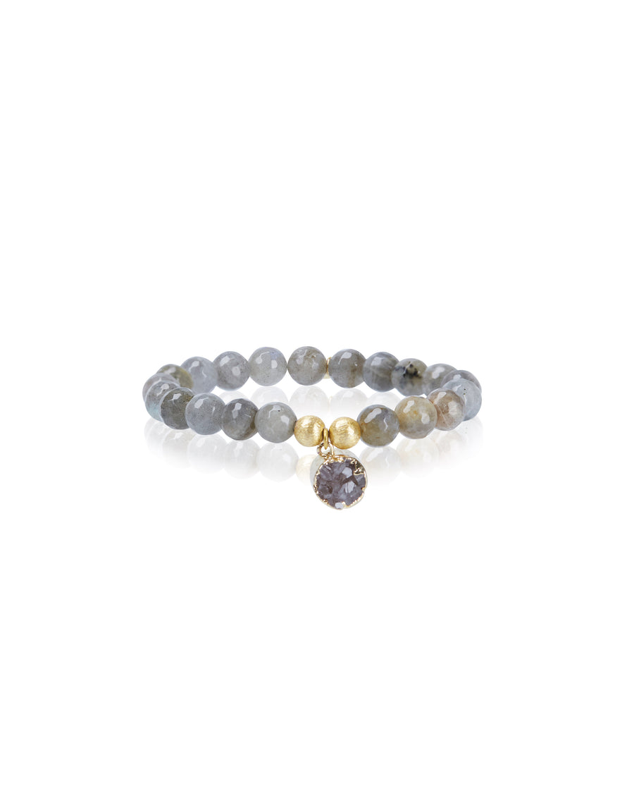 Amethyst Coin Charm with Labradorite