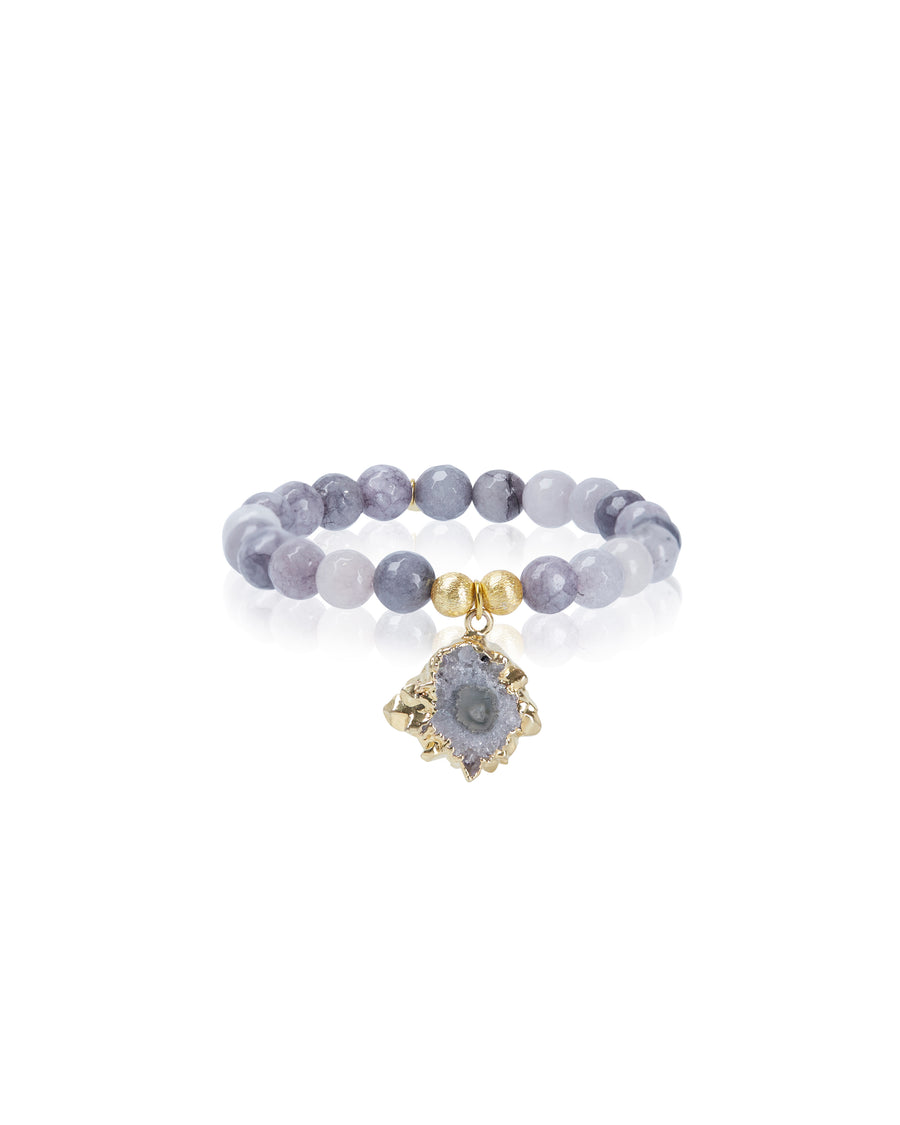 Free Form Amethyst Slice Charm with Grey Agate