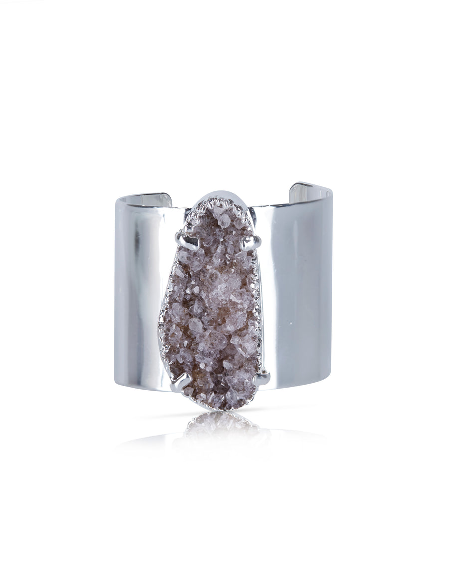 Large Free Form Druzy Silver Cuff