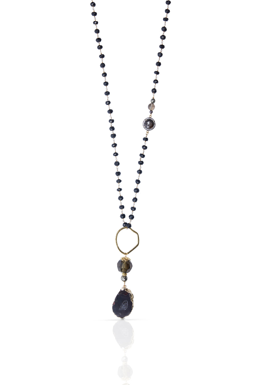 Agate Pendant with Onyx Chain