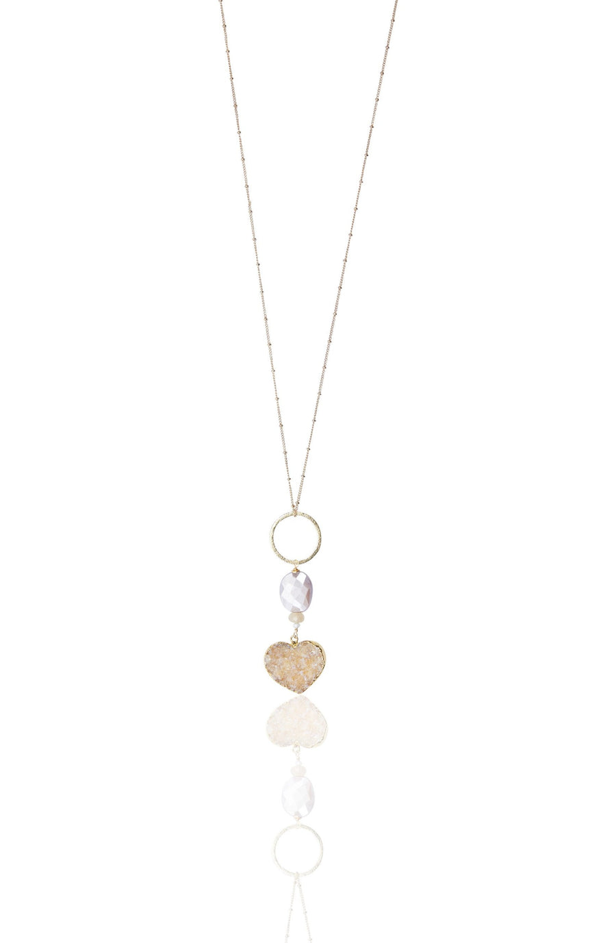 Druzy Heart with 14K Gold Chain