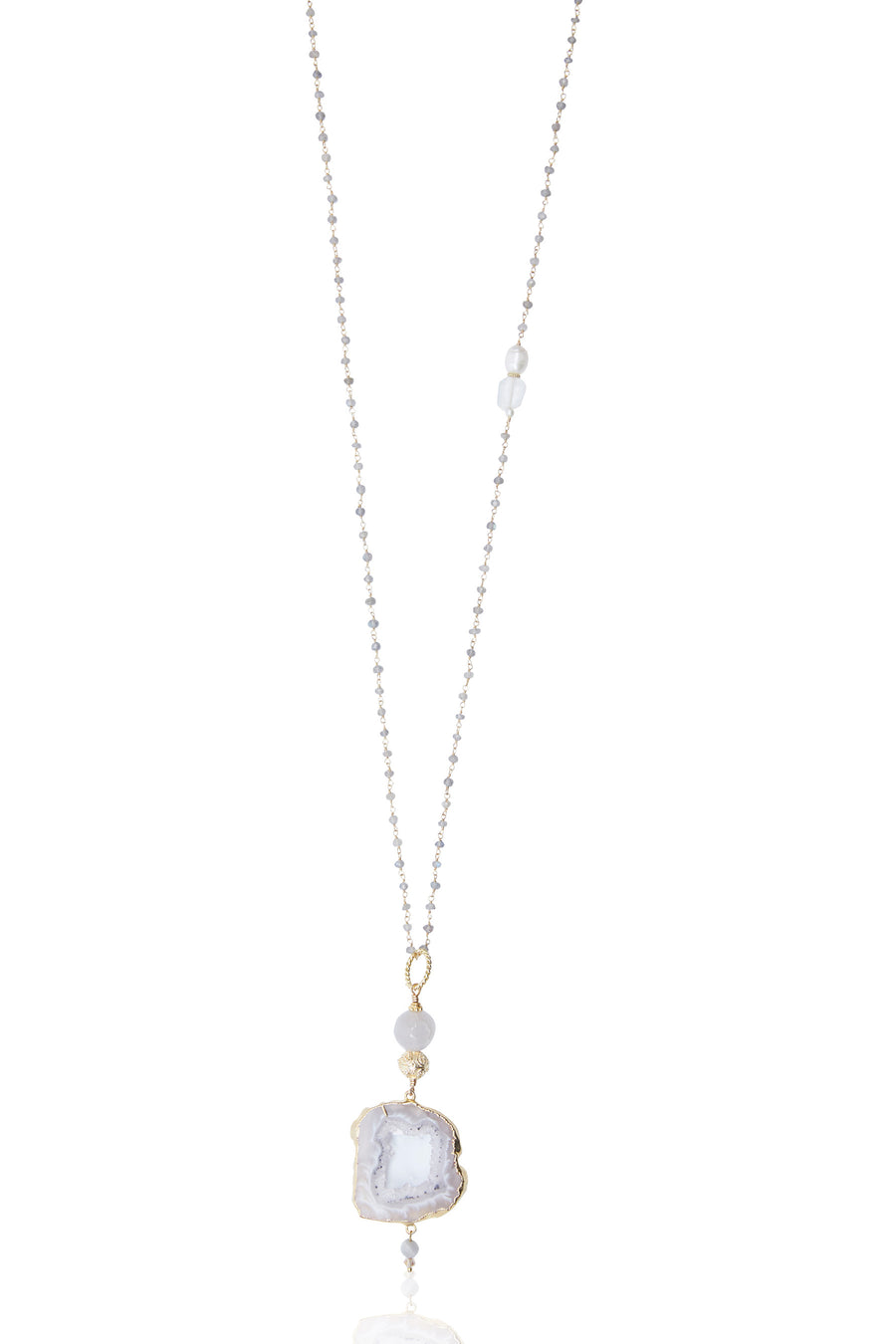 Clear Quartz Slice with Mystic Labradorite Chain