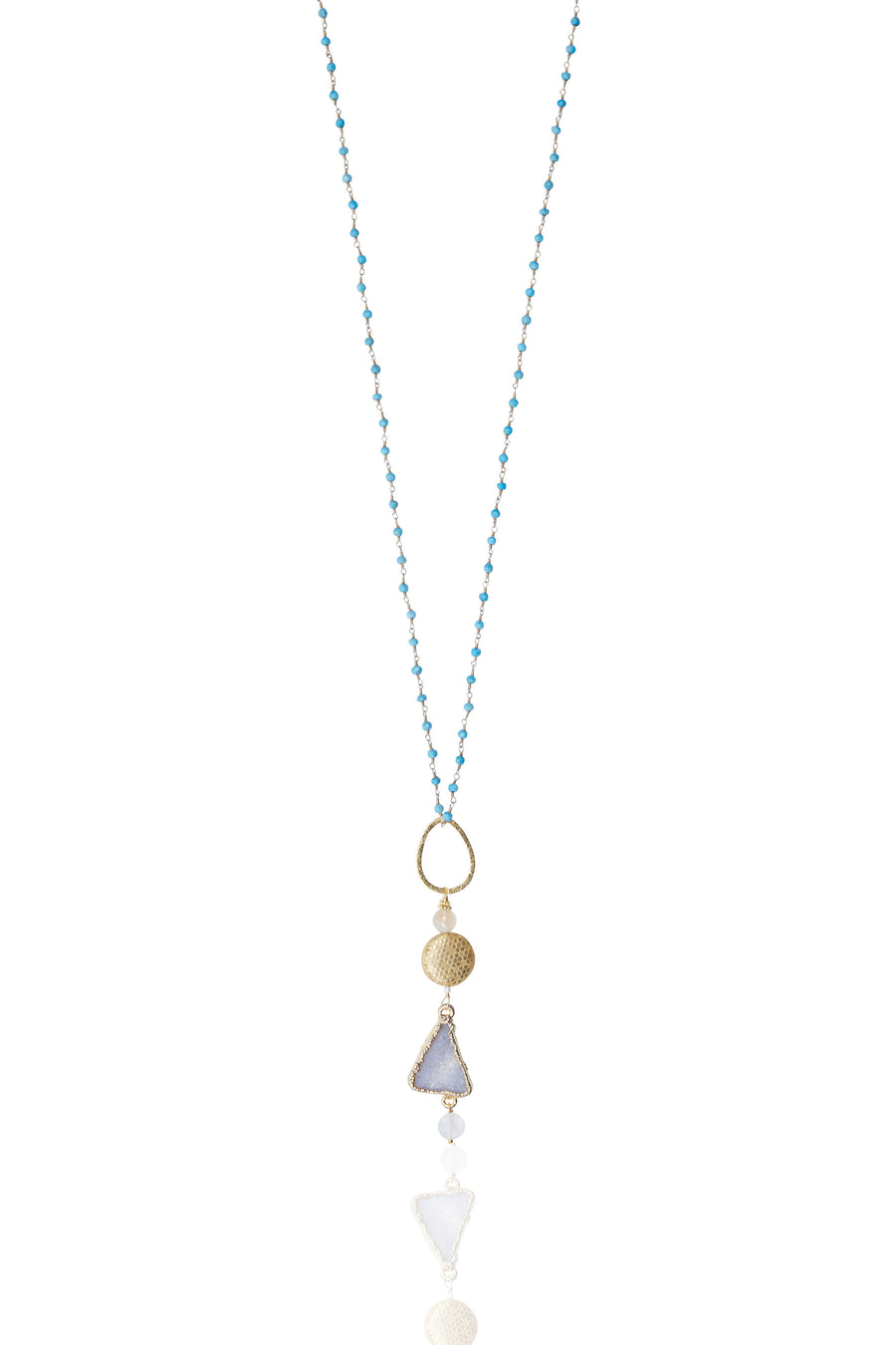 Druzy & Gold Vermeil Pendant with Turquoise Chain