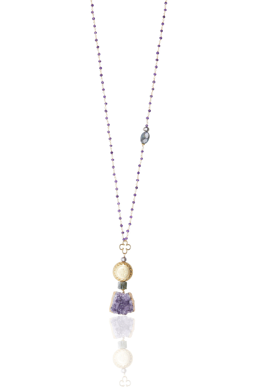 Amethyst & Vermeil Pendant with Amethyst Chain