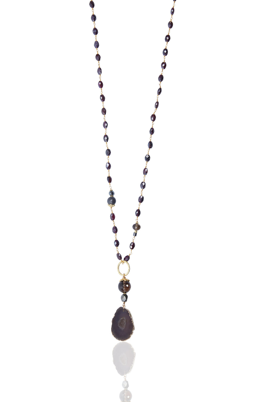 Black Agate with Mystic Garnet