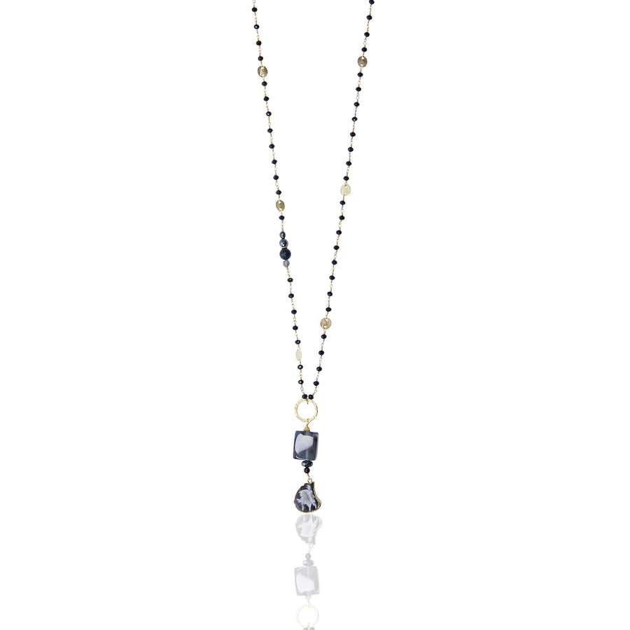 Agate & Obsidian with Onyx & Coin Chain