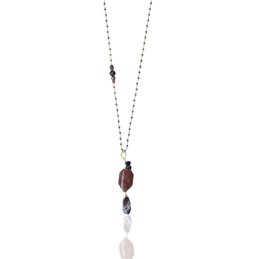 Agate Drop & Jasper Cluster with Pyrite Chain