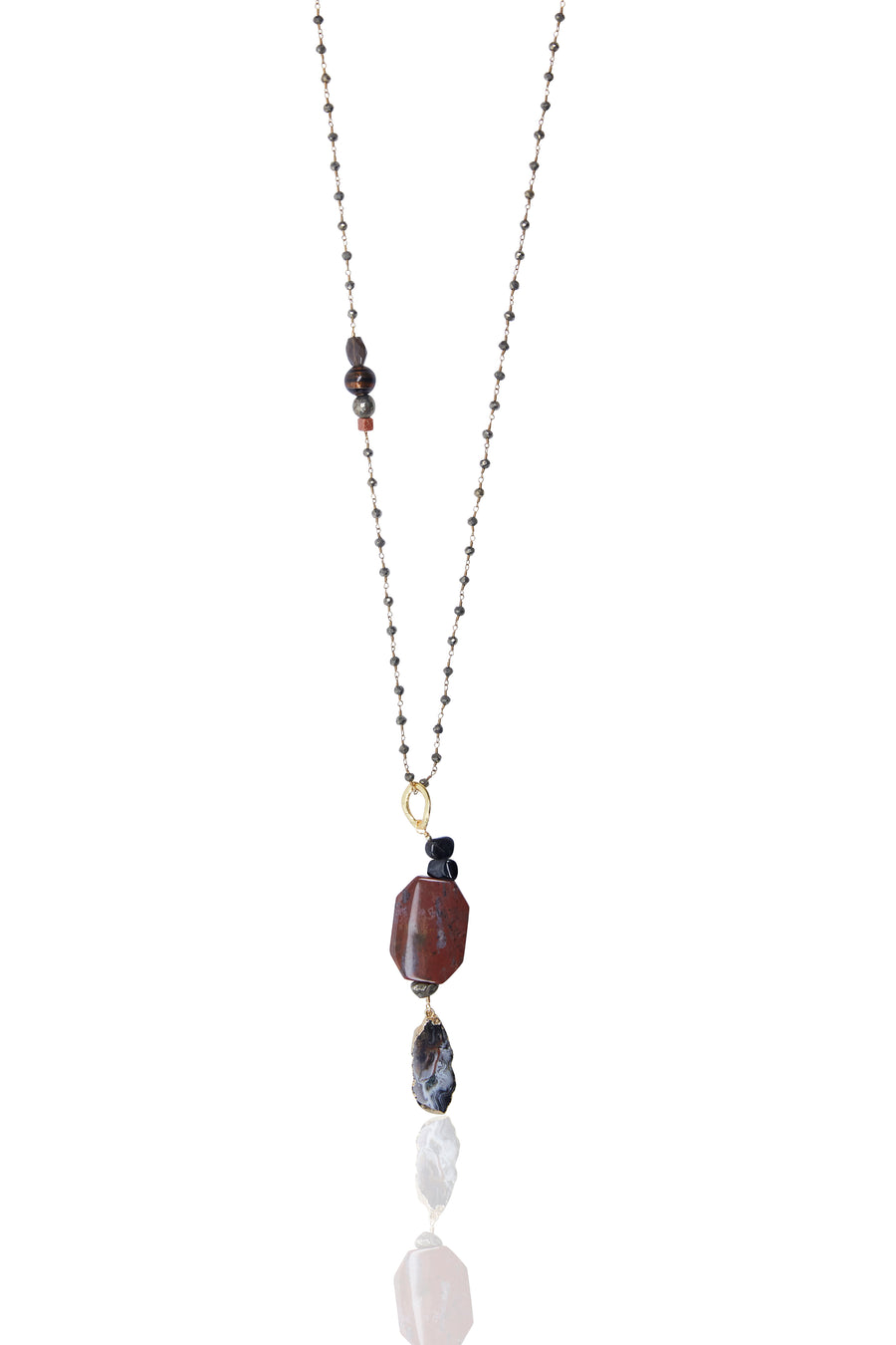 Agate Drop & Jasper Cluster with Pyrite Chain