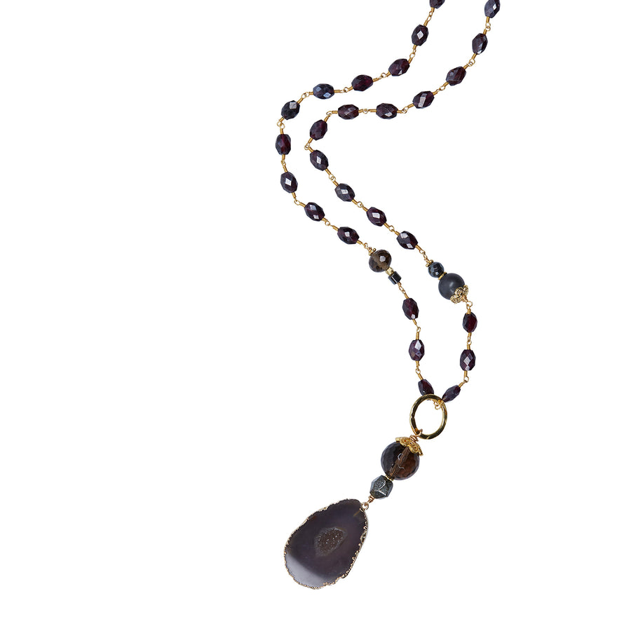 Black Agate with Mystic Garnet
