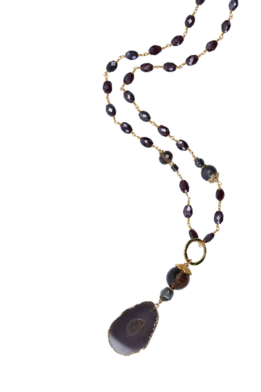 Black Agate with Mystic Garnet
