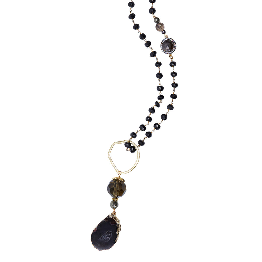 Agate Pendant with Onyx Chain