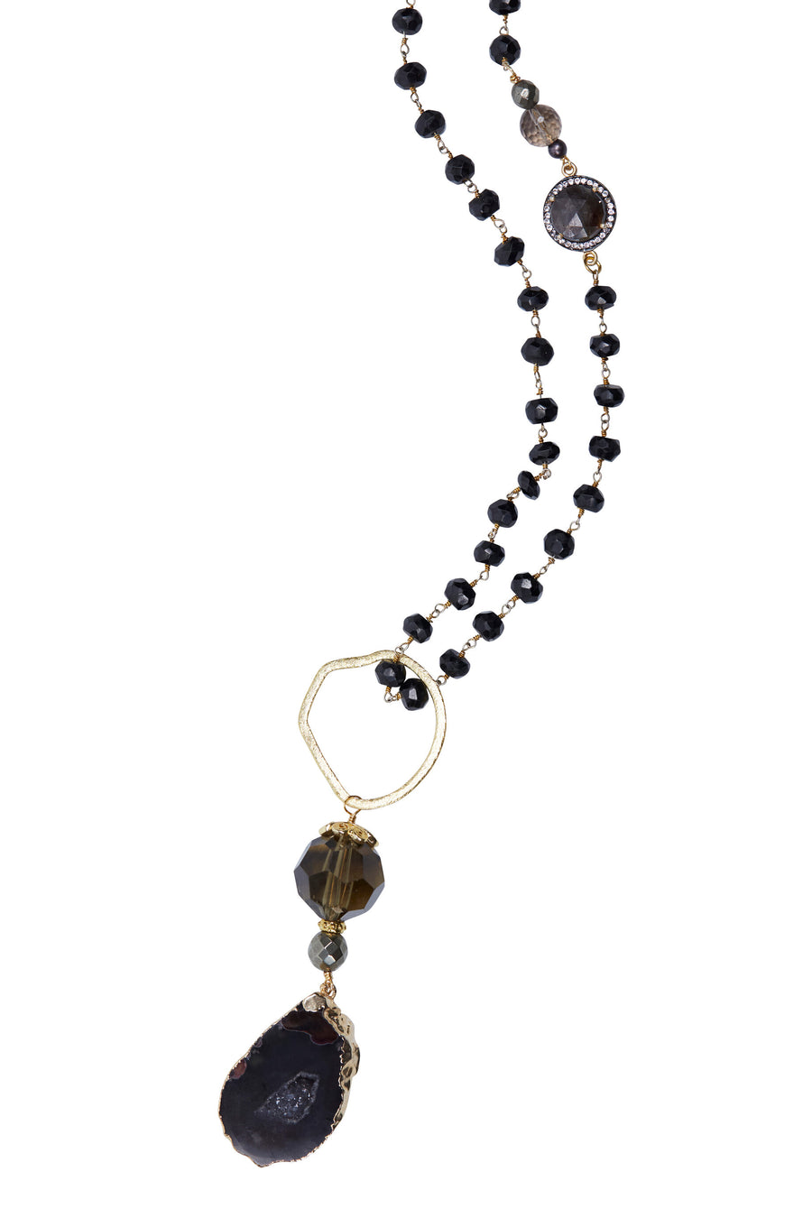 Agate Pendant with Onyx Chain